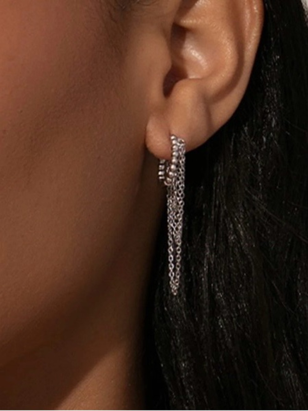 NEW Uncommon James Sterling Silver Chains Huggie Earrings